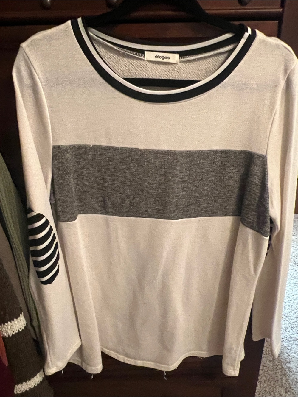 Striped Gray & White Crewneck Sweater